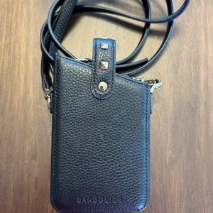 Bandolier black leather phone holster ("Emily")